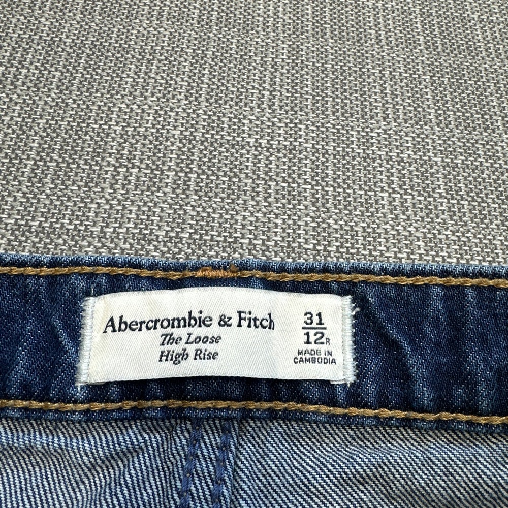 Abercrombie Fitch The Loose High Rise Jeans Womens 31 / 12R Cuffed Wide Leg - Picture 2 of 11